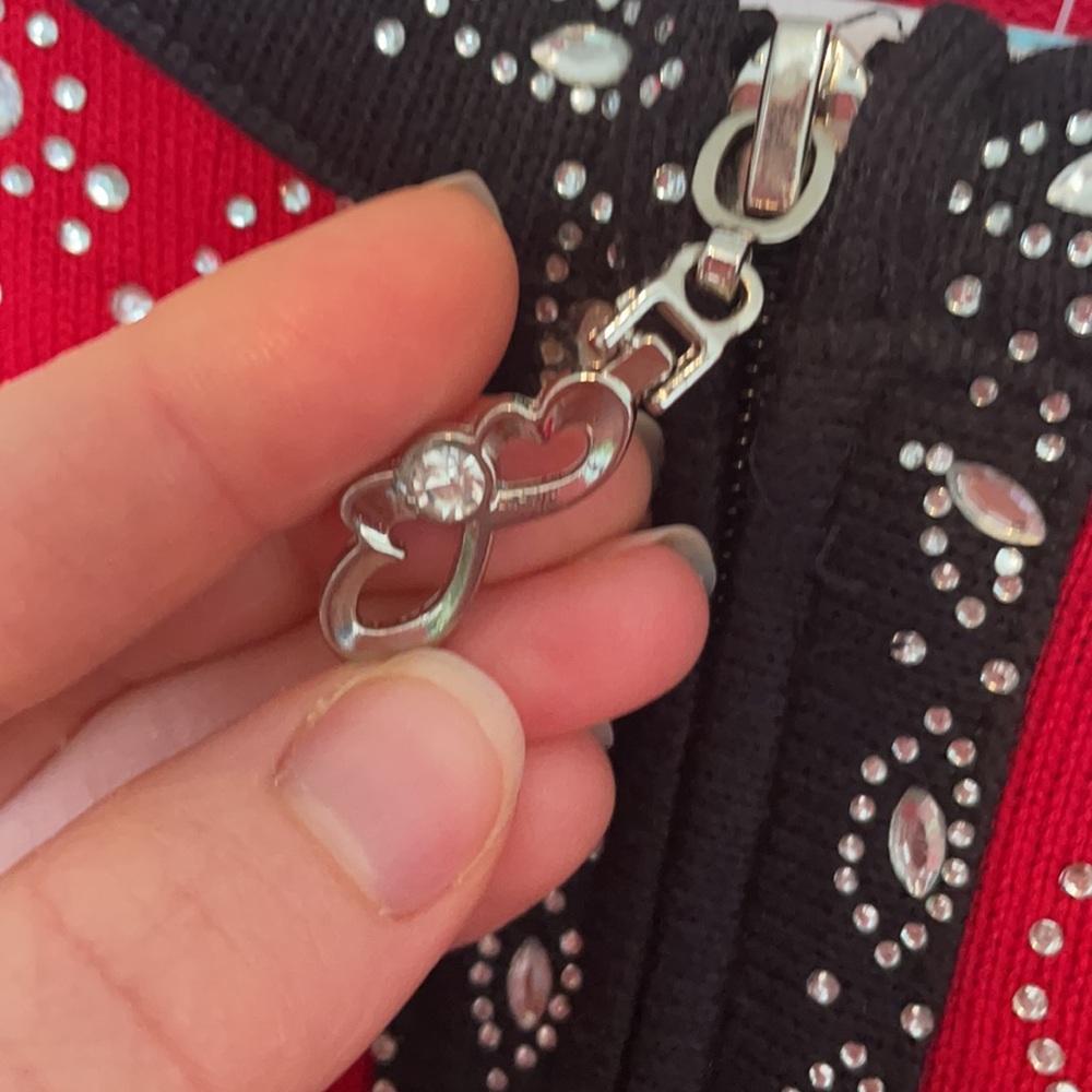 🎄C.D Daniels Embellished zip-front cardigan - Picture 4 of 7